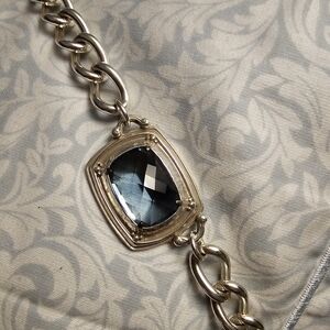 Brighton Silver Chain Necklace with Blue Accent